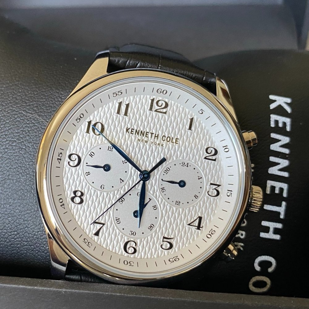 Kenneth Cole Chronograph Black Leather Steel Watch - KC51049005 Kenneth Cole